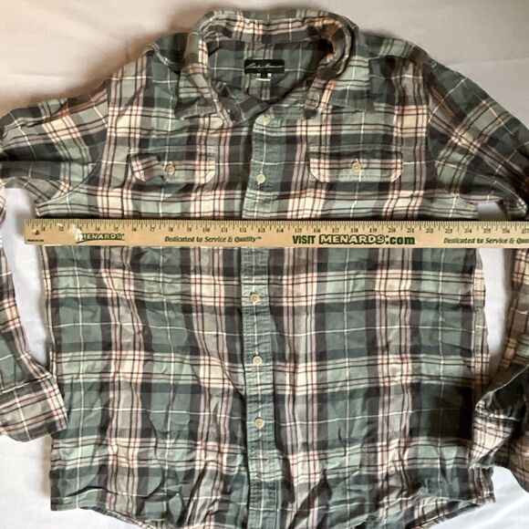 Eddie Bauer Seattle Button Front Long Sleeve Flannel Shirt Green Plaid Men’s XL - Picture 4 of 7